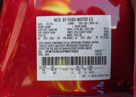 2023 Ford Mustang Mach-E Premium from USA, damaged, VIN 3FMTK3SU3PMA70202